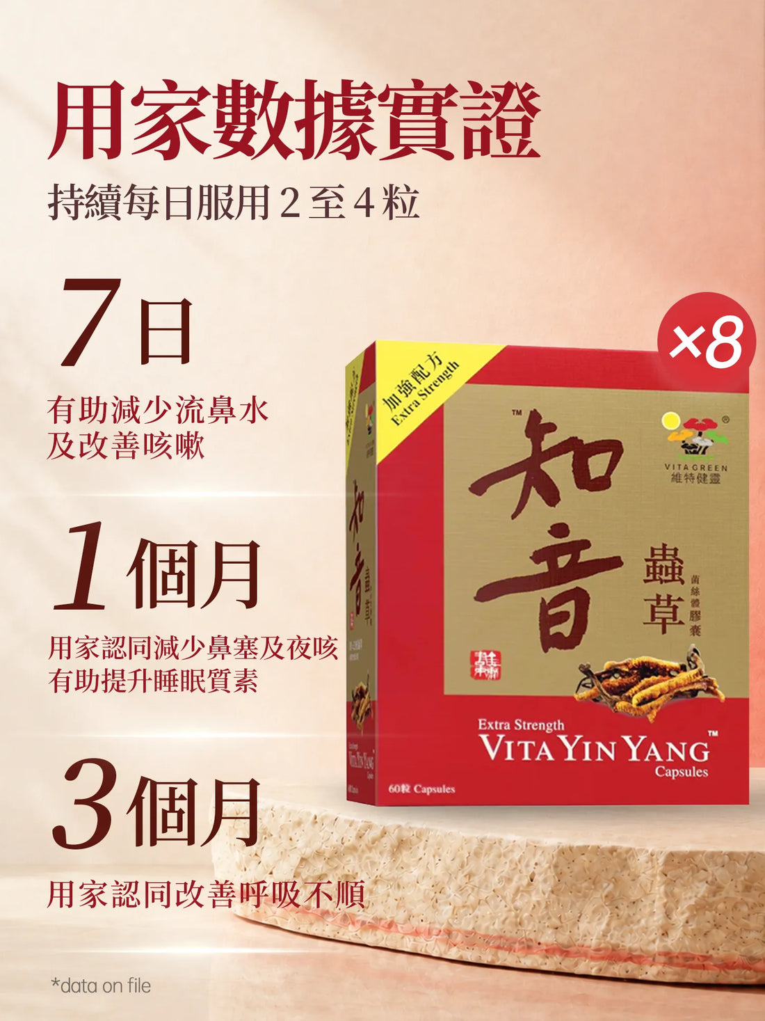 知音蟲草 60粒 8盒